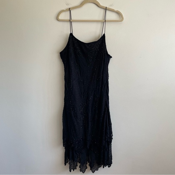 Vintage beaded whimsigoth dress asymmetric tiered fairy dark grunge witchy goth - Picture 2 of 16